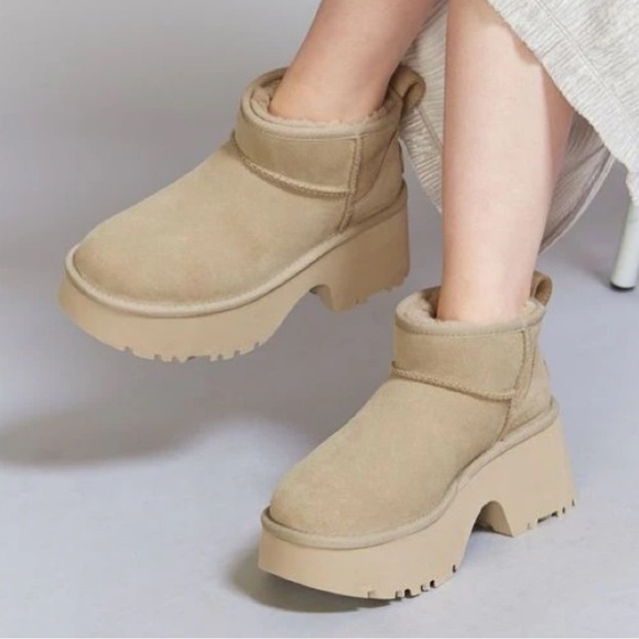 UGG Cream Heeled Boots “Ultra high minis” - Picture 1 of 14